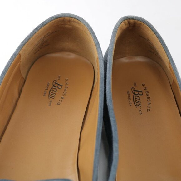 GH Bass Womens Bonnie Flat Size 9.5 Blue Suede Moccasin Moc Toe Tasseled Shoe - Picture 10 of 11